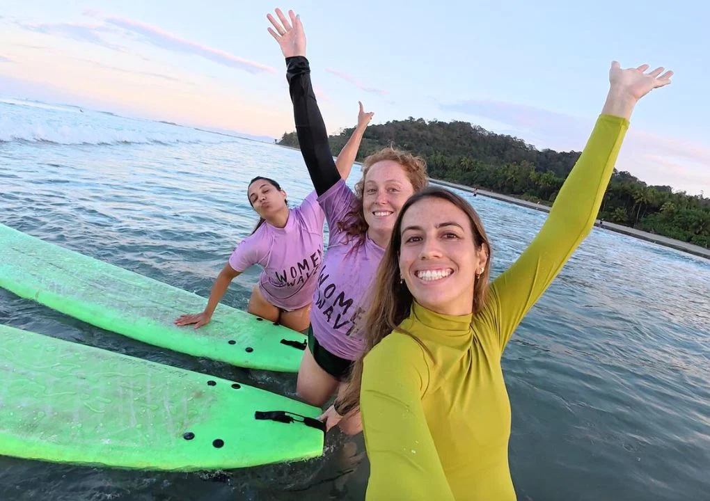 Girls going surfing
