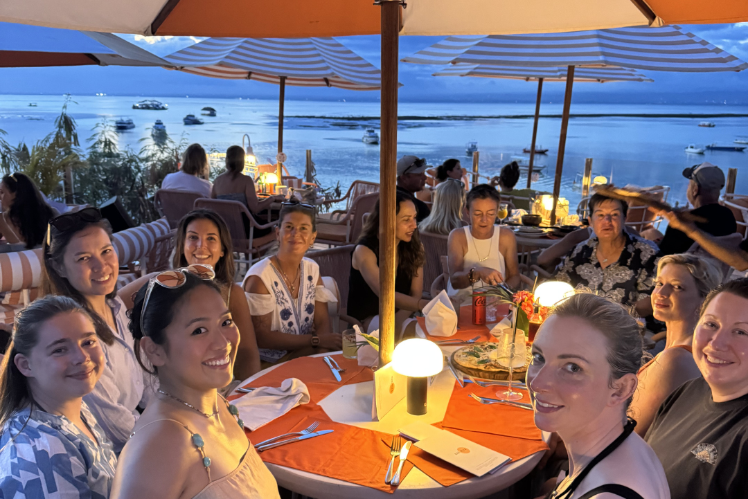Women of all ages, good food, great company. Dinner during our Bali Island Retreat
