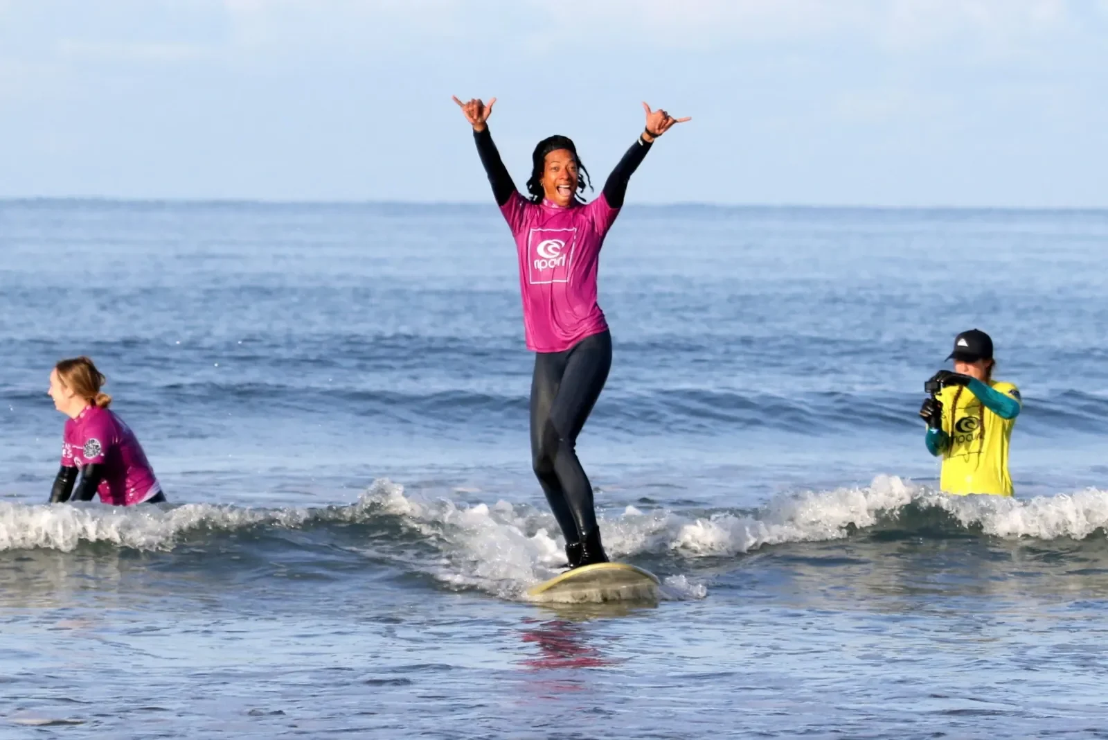 Women surfer stoked