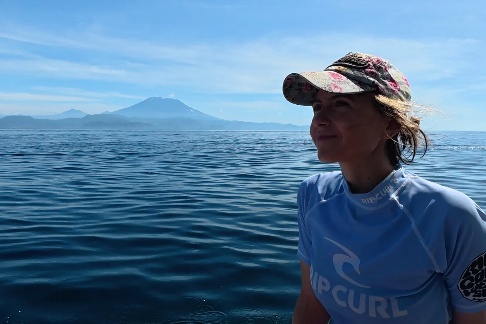 Lady on a boat in Bali