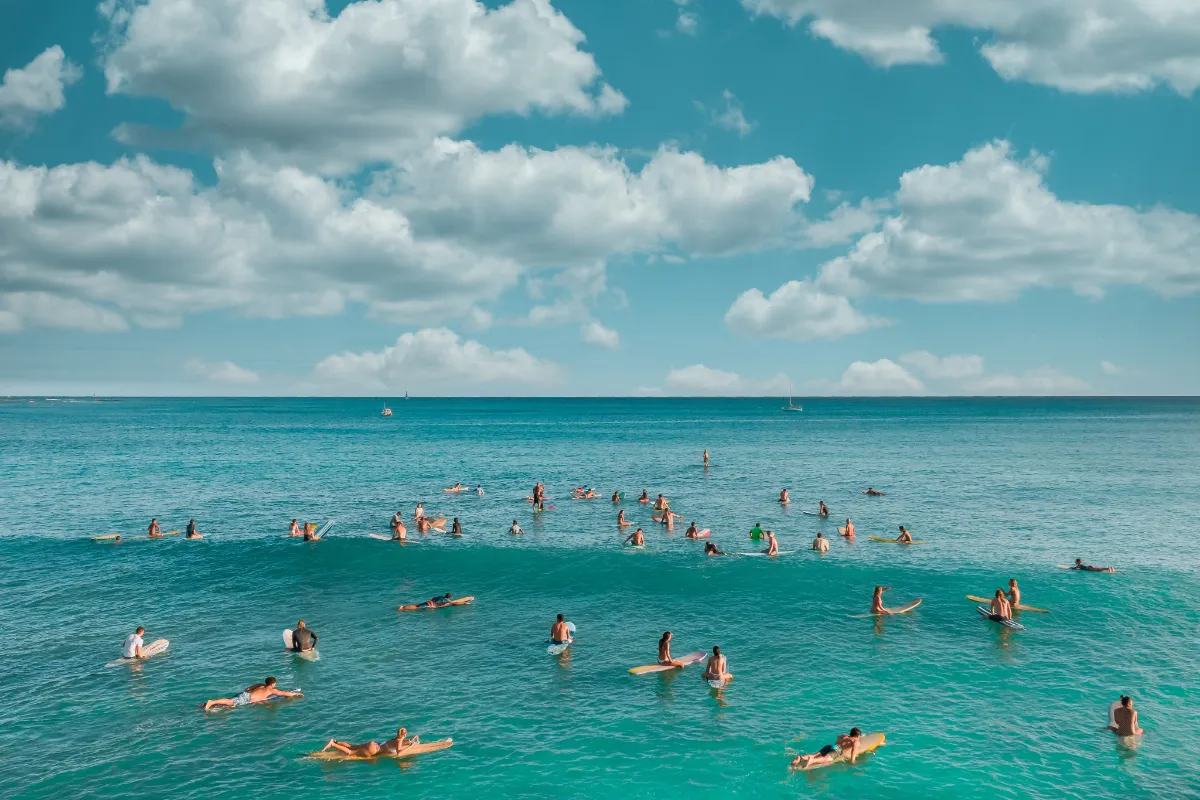 Crowded surf