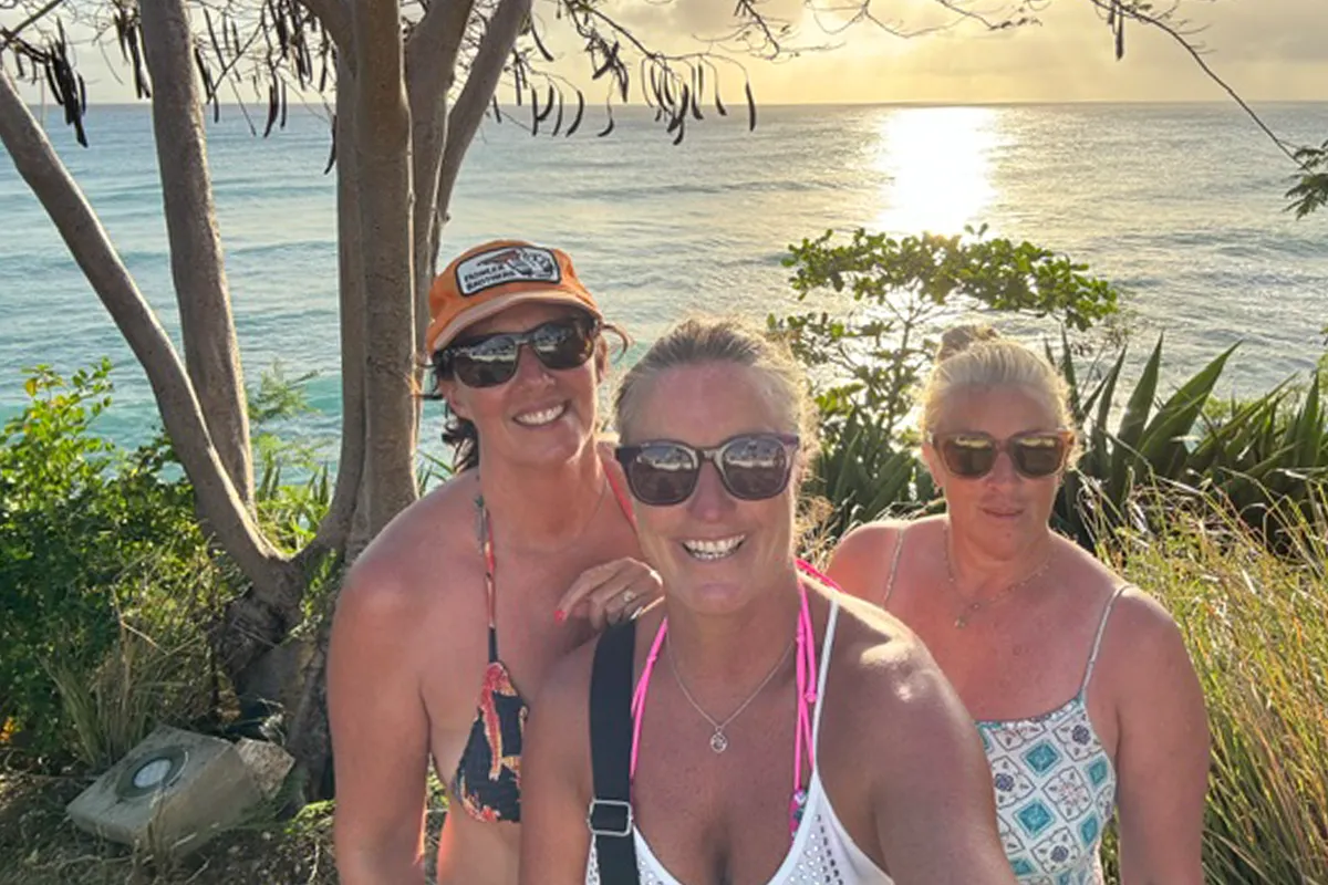 Ladies surfing in Barbados