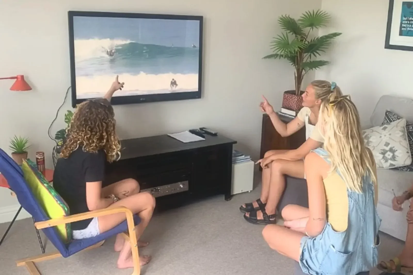 Girls getting video analysis of their bodyboarding